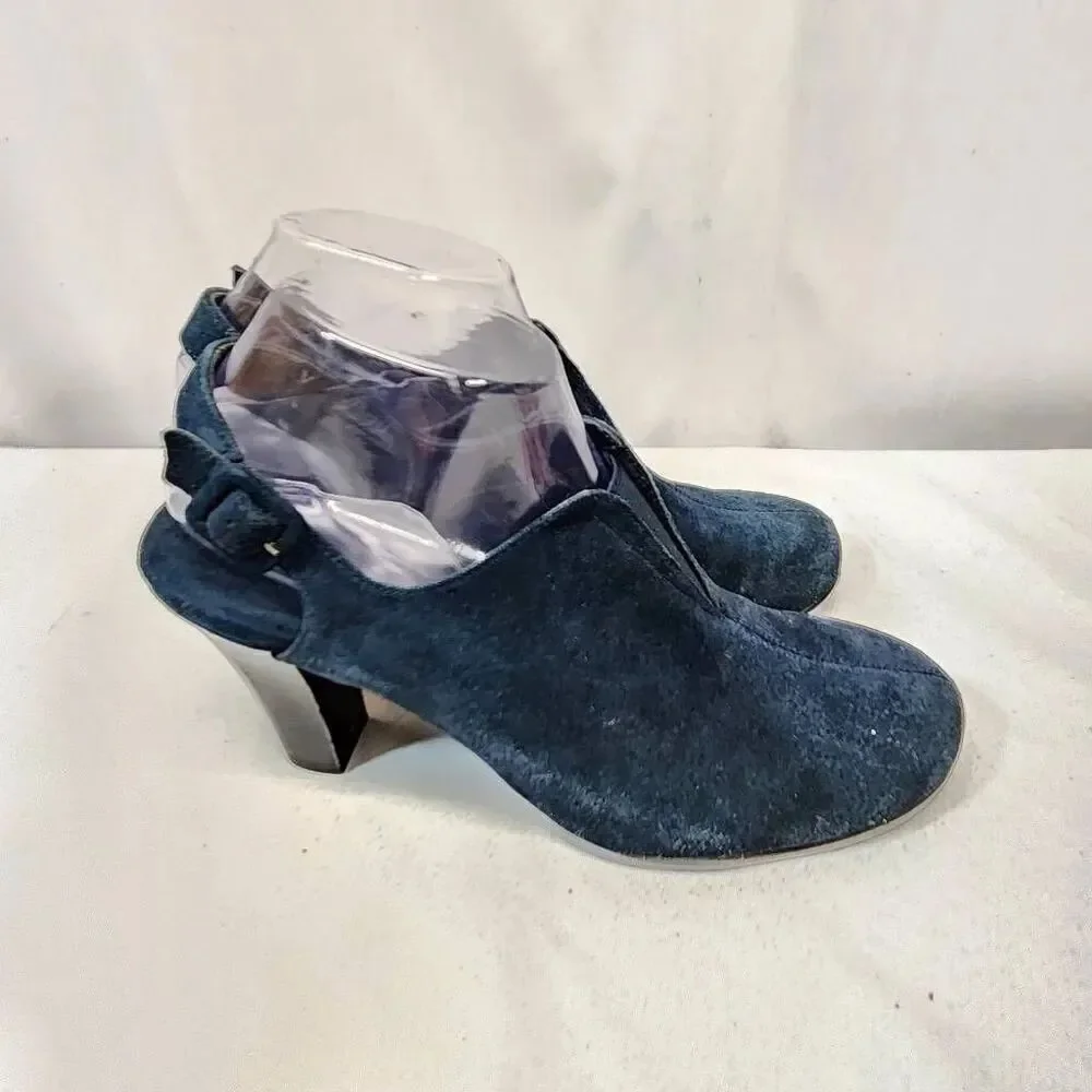 Aerosoles Heelrest Navy Suede Leather Sling Back Heel Shoes Women Size 8